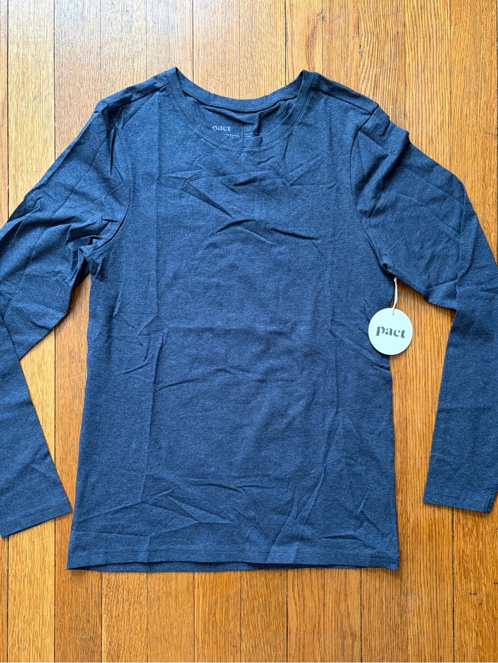 Pact Navy Cool Stretch Fitted Long Sleeve Tee, L